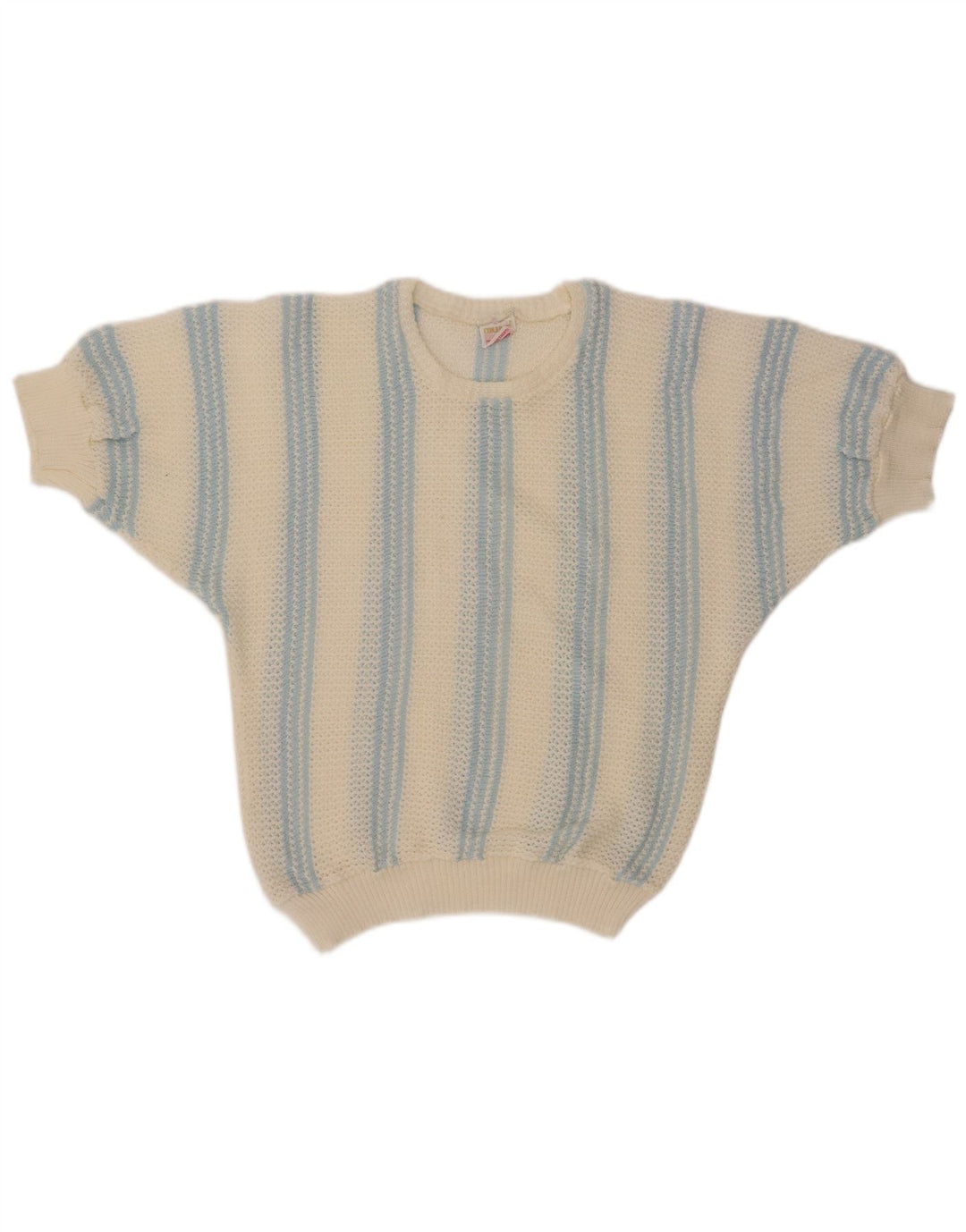 VINTAGE ženski džemper s morskim izrezom UK 12 srednje bijele pruge