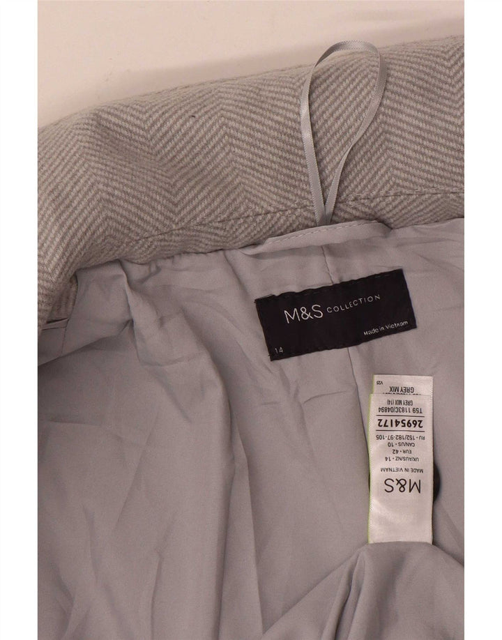 Marks & Spencer ženski kaput UK 14 veliki sivi poliester riblja kost