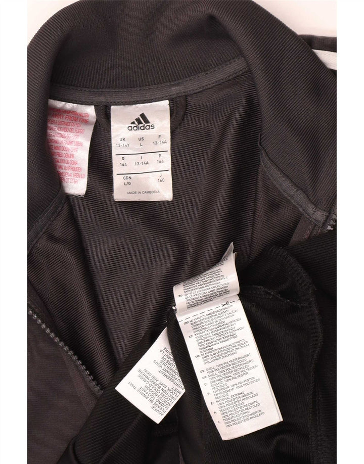 Gornja jakna za trenirku Adidas za dječake 13-14 godina siva poliesterska boja