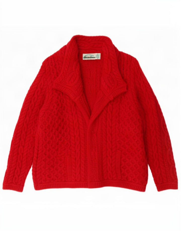 Aran Crafts ženski kardigan pulover UK 14 srednje crvene merino vune