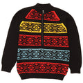 Vintage muški džemper s izrezom s patentnim zatvaračem Srednje crni Fair Isle