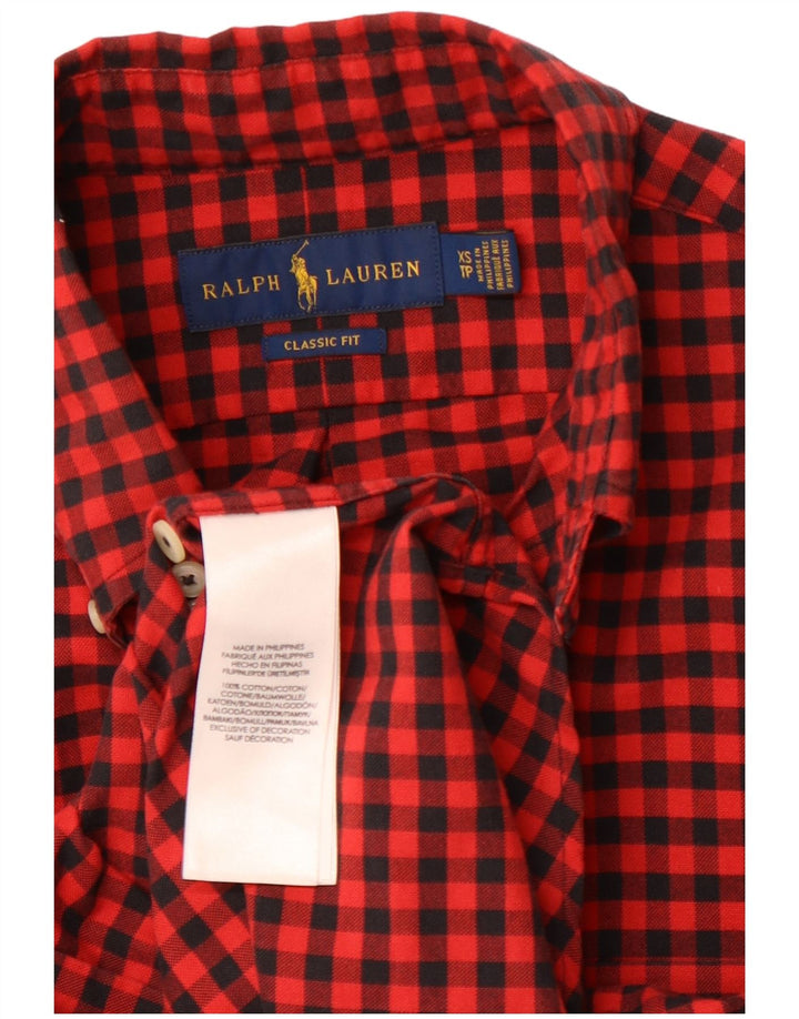 RALPH LAUREN Muška klasična flanelska košulja XS, crveni pamuk od ginghama