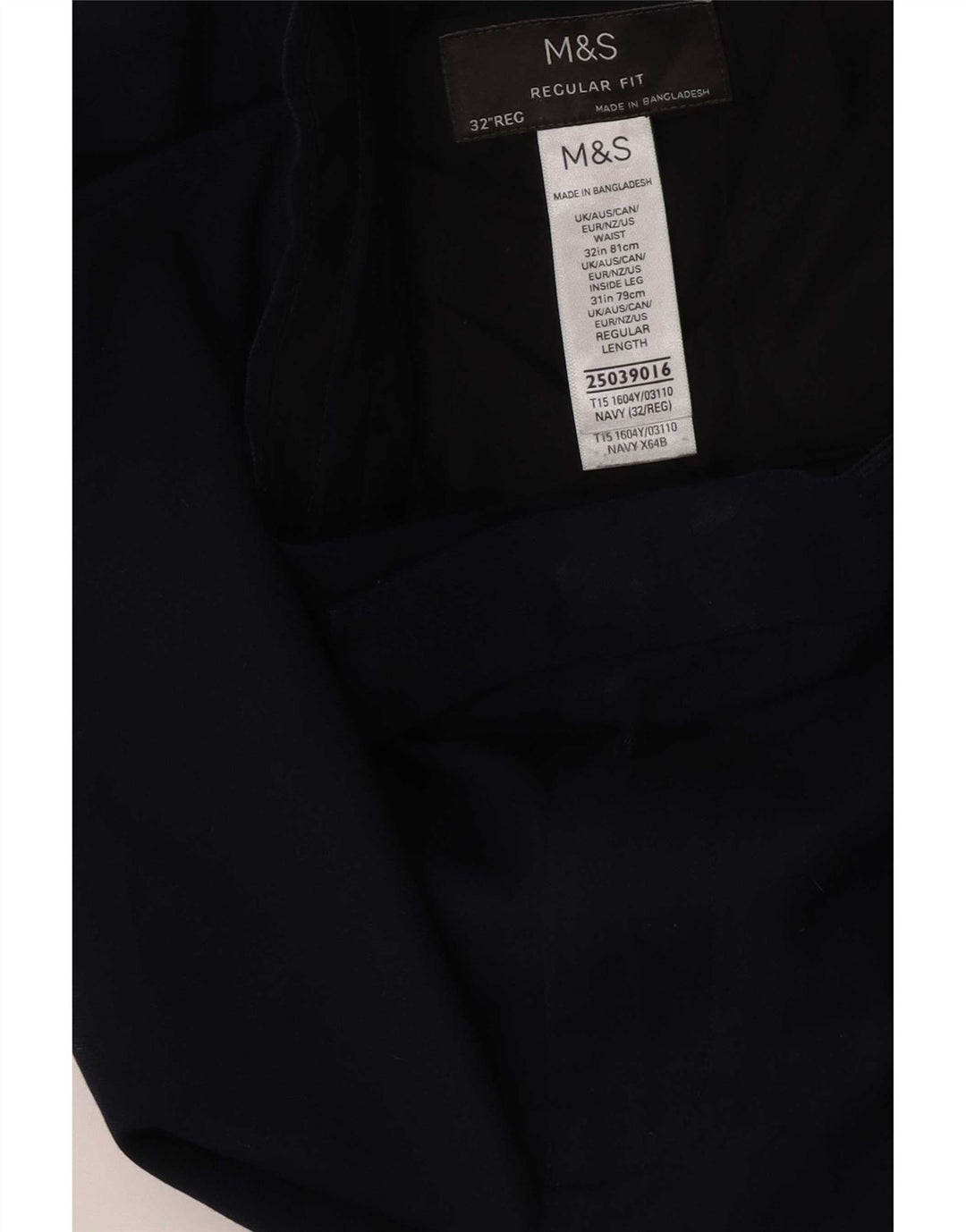 Marks & Spencer muške hlače standardnog kroja W32 L31 tamnoplavi poliester