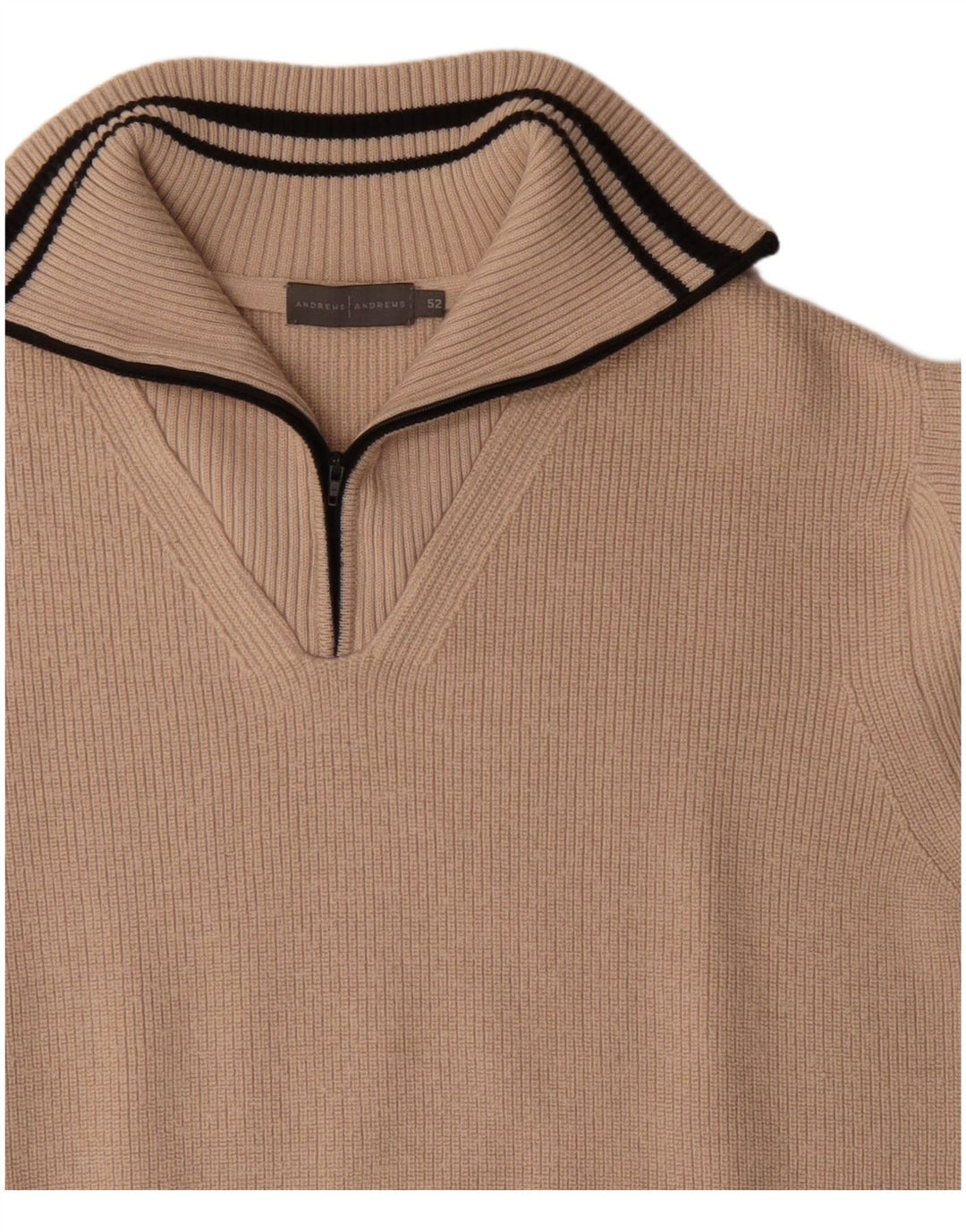 VINTAGE muški džemper s izrezom s patentnim zatvaračem IT 52 velika bež merino vuna