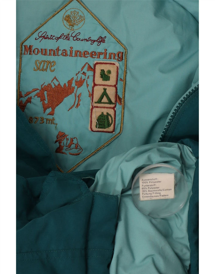 Vintage ženska podstavljena jakna s kapuljačom UK 18 XL plavi poliester