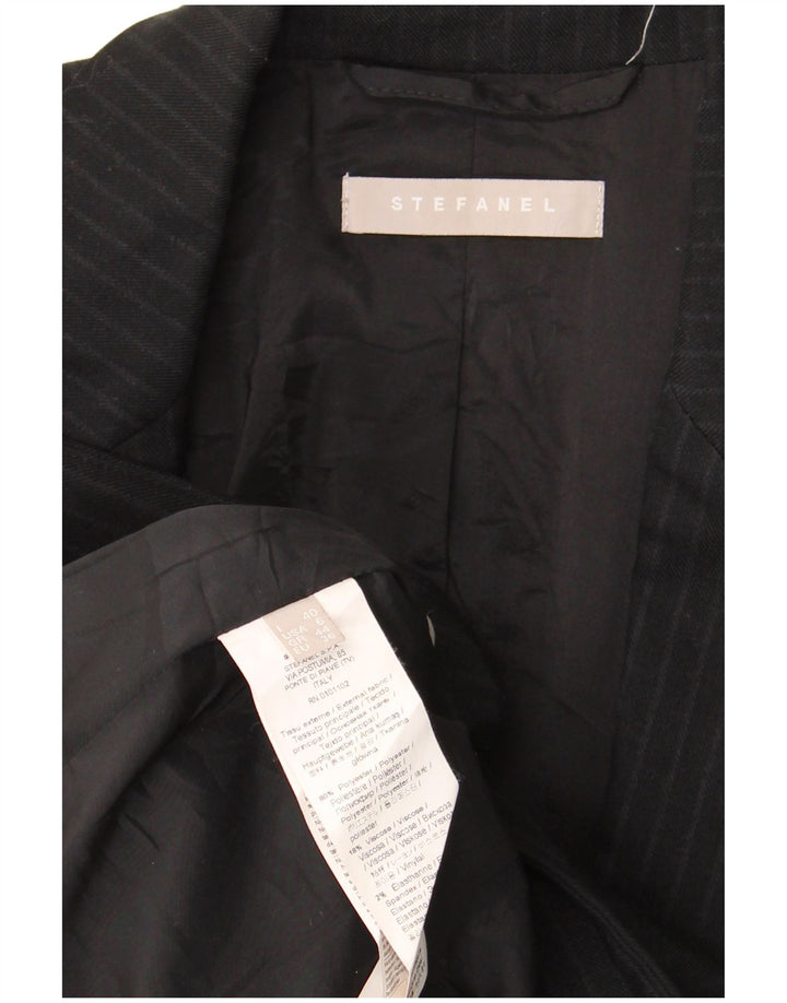 Stefanel žensko dvodijelno odijelo s 1 gumbom IT 40 malo W28 L28 crna prugasta