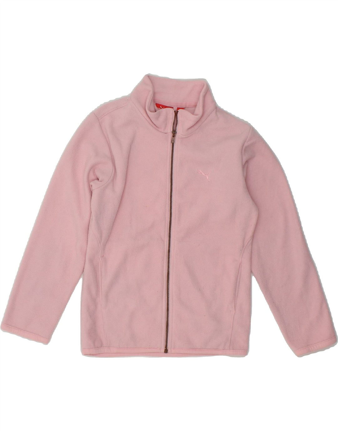 PUMA Girls Fleece Jacket 7-8 Years Small Pink Polyester Vintage Puma and Second-Hand Puma from Messina Hembry 