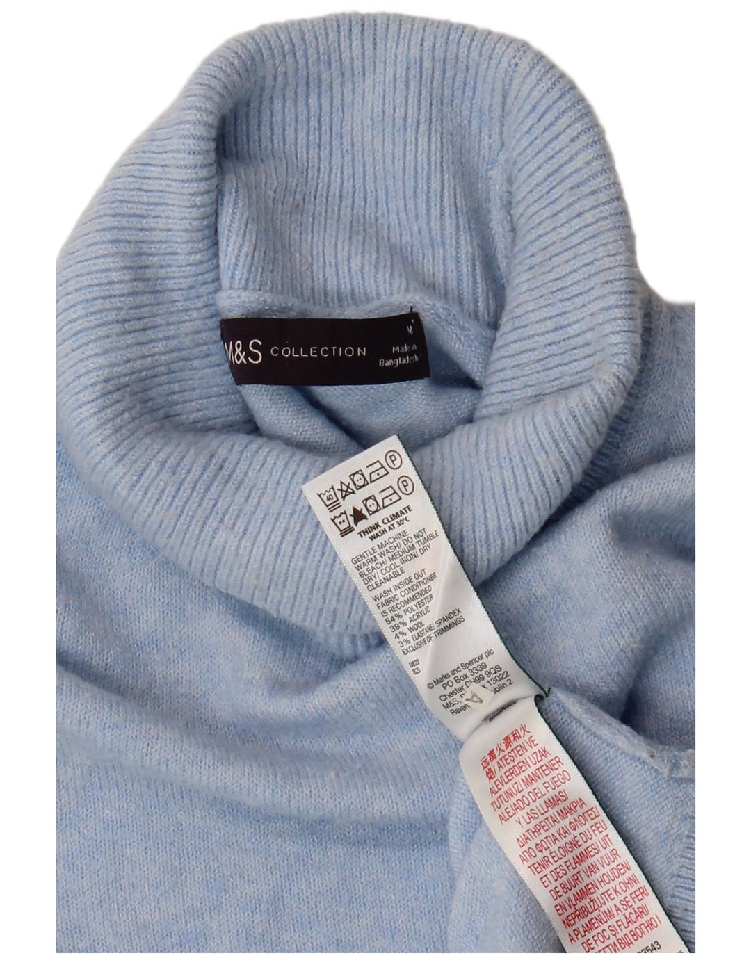 Marks & Spencer ženski pulover s rol izrezom UK 14 srednje plavi poliester