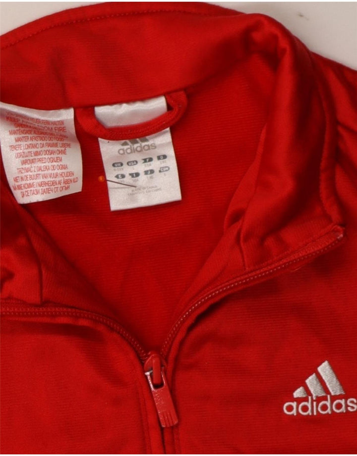 ADIDAS Boys Tracksuit Top Jacket 9-10 Years Red Polyester Vintage Adidas and Second-Hand Adidas from Messina Hembry 