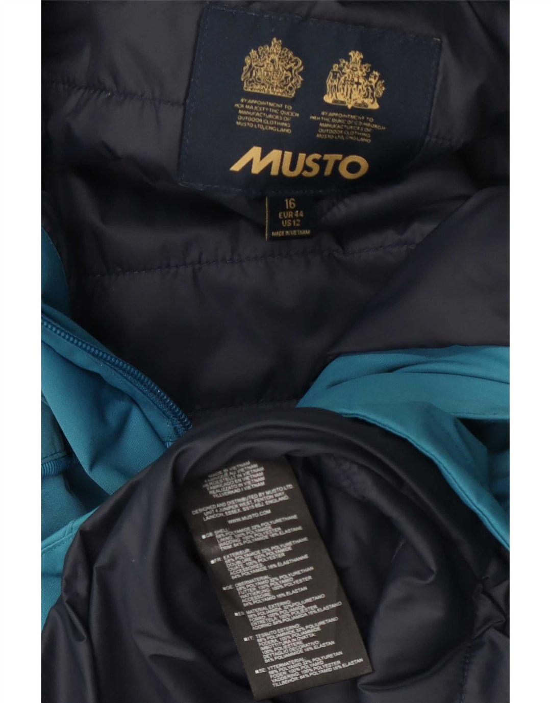Musto ženska jakna s kapuljačom s grafičkim motivima UK 16 velika plava poliamidna