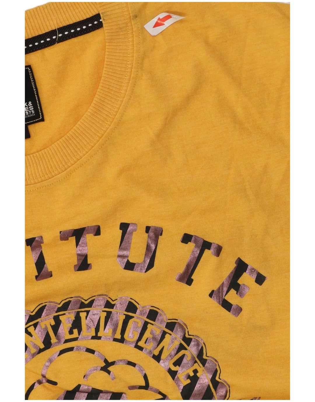 Jack & Jones muška majica dugih rukava s grafikama, srednje žuti pamuk
