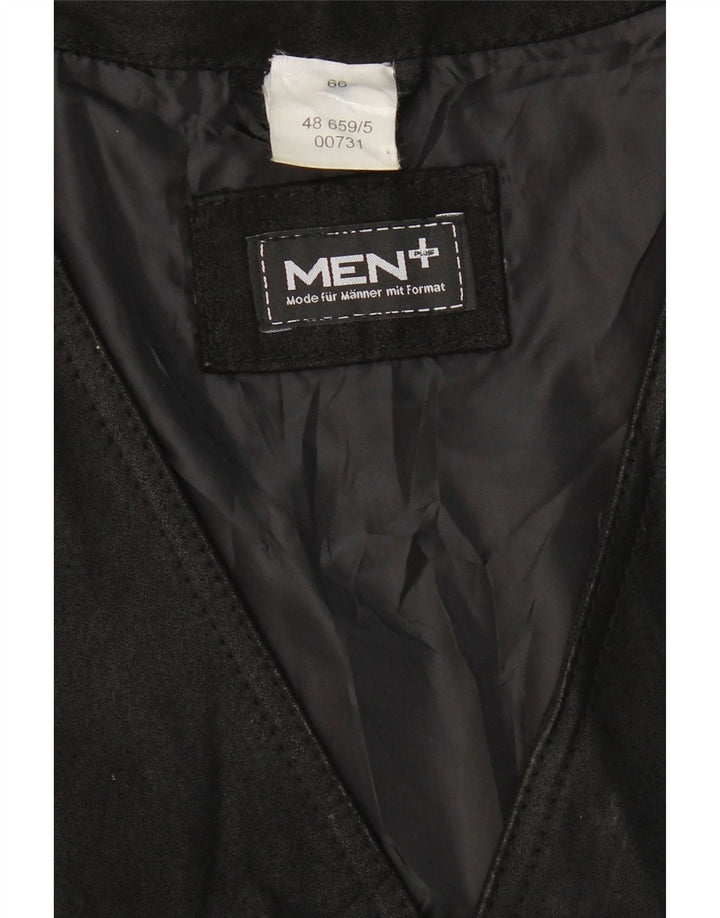 VINTAGE Mens Suede Waistcoat IT 48 Medium Black Leather Vintage Vintage and Second-Hand Vintage from Messina Hembry 