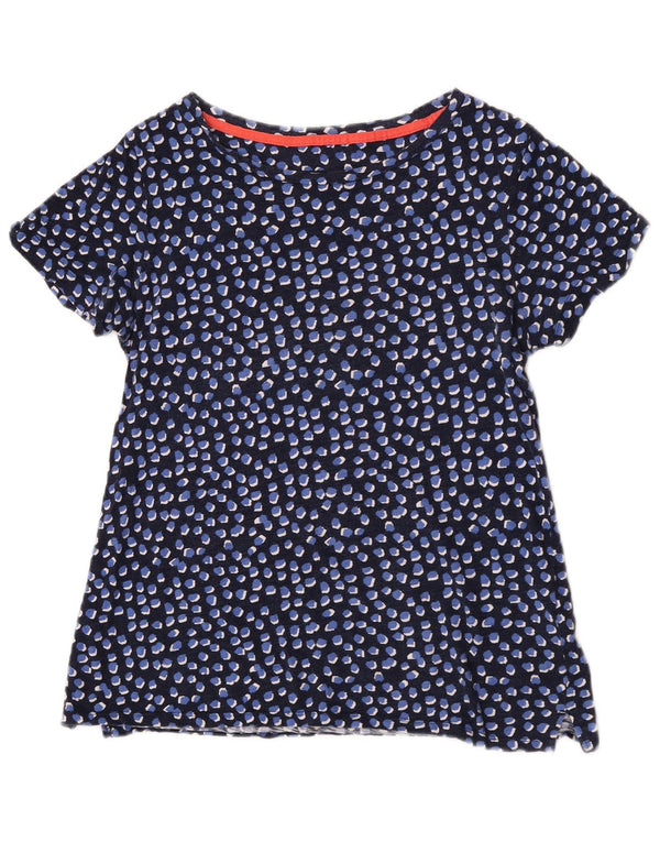 Joules Womens T-Shirt Top UK 12 Medium Navy Blue Spotted Cotton