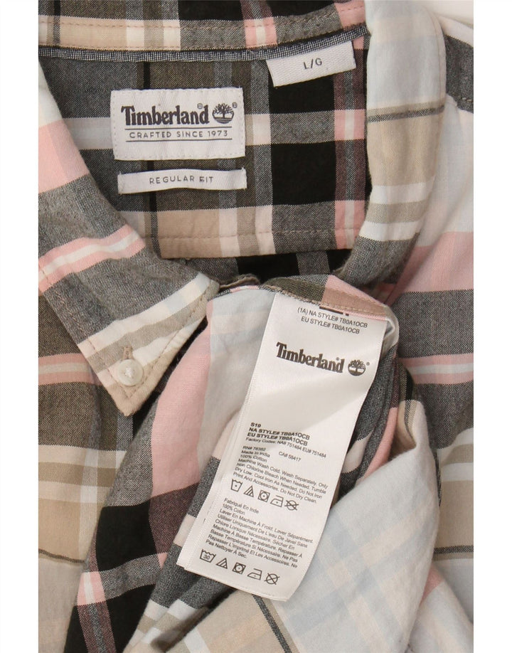 TIMBERLAND Mens Regular Fit Short Sleeve Shirt Large Multicoloured Check
