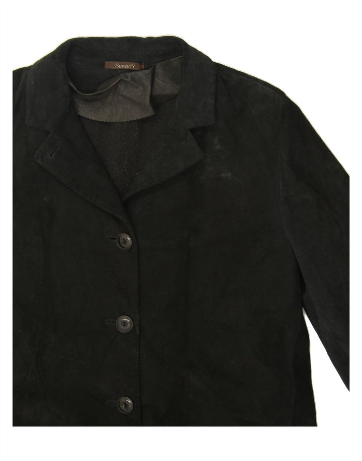 SEVENTY Womens Suede Overcoat UK 12 Medium Black Leather Vintage Seventy and Second-Hand Seventy from Messina Hembry 