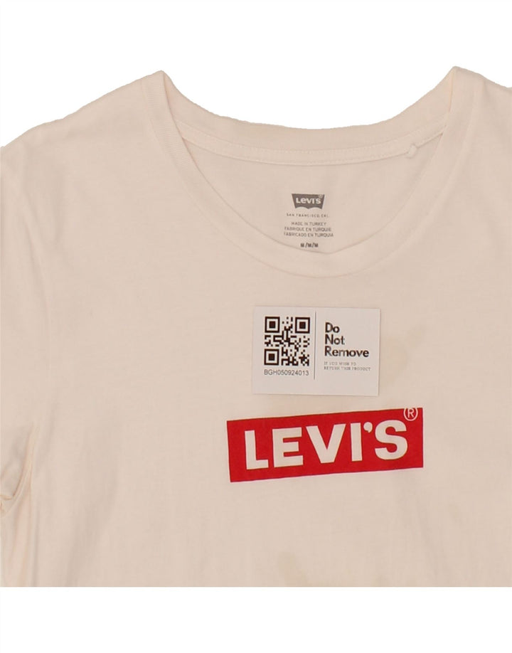 LEVI'S Womens Graphic T-Shirt Top UK 12 Medium White Cotton Vintage Levi's and Second-Hand Levi's from Messina Hembry 