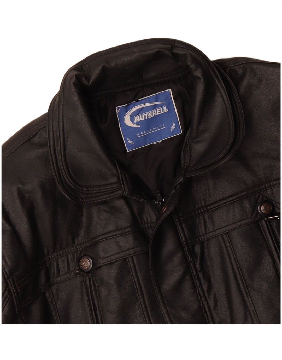 NUTSHELL Muški kožni kaput UK 40 veliki crni