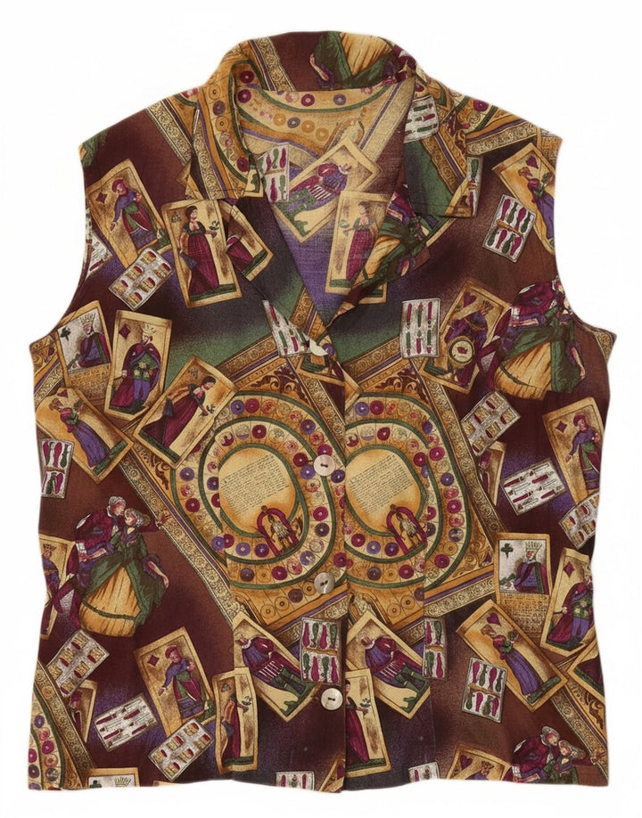VINTAGE Womens Abstract Pattern Shirt Blouse UK 14 Large Multicoloured