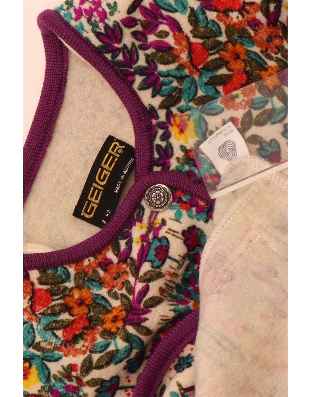 Geiger ženski kardigan pulover EU 42 velika nova vuna s višebojnim cvjetnim uzorkom