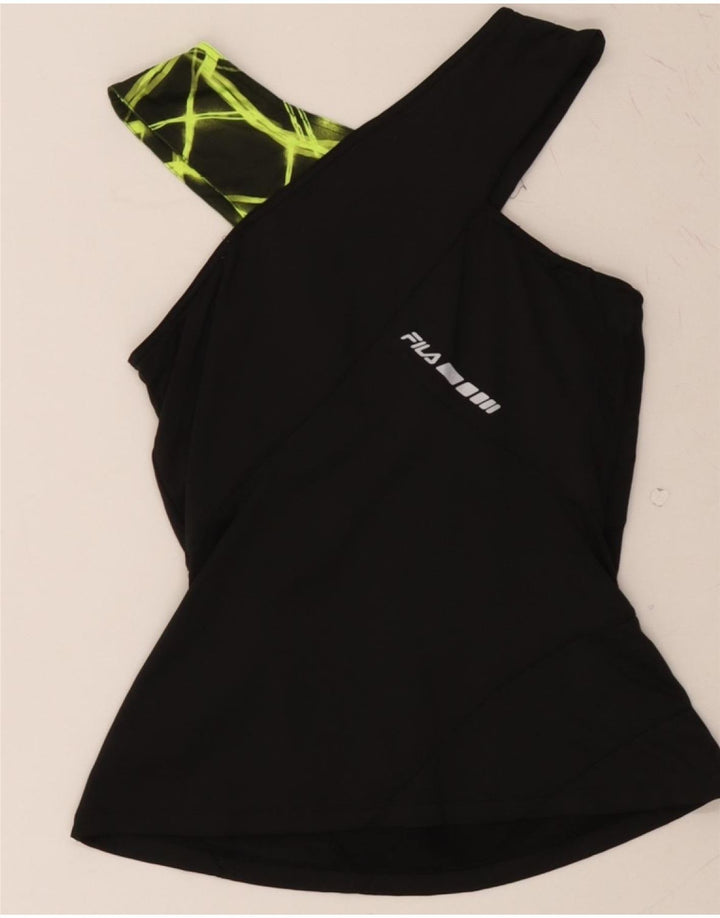 FILA Womens Blouse Top UK 10 Small Black Colourblock Vintage Fila and Second-Hand Fila from Messina Hembry 