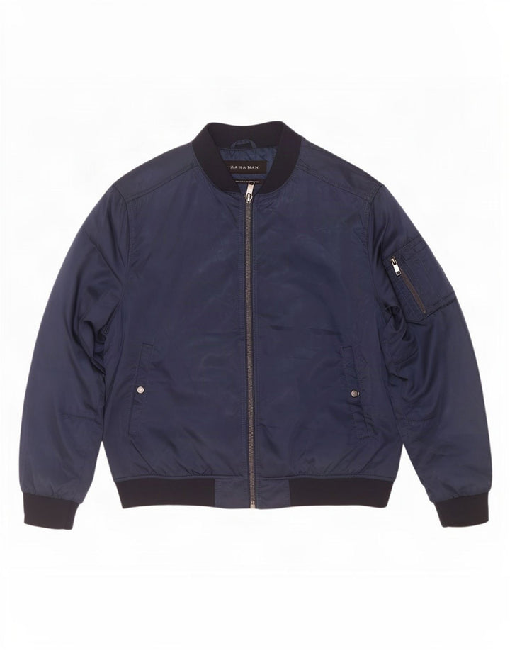 Zara muška bomber jakna UK 44 2XL mornarsko plava poliesterska boja