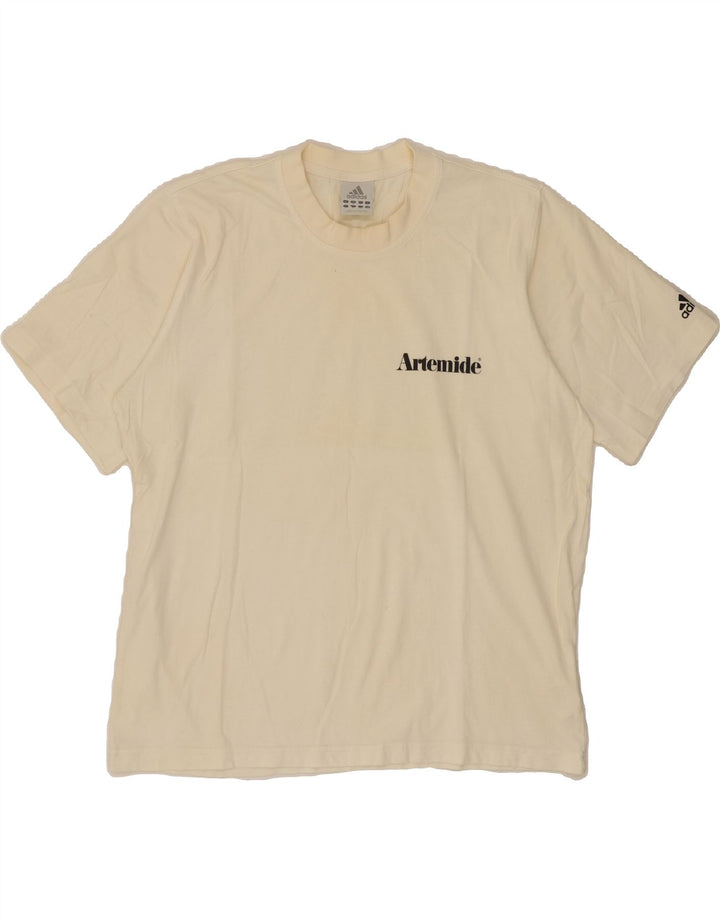 ADIDAS Mens T-Shirt Top Large Beige Cotton Vintage Adidas and Second-Hand Adidas from Messina Hembry 