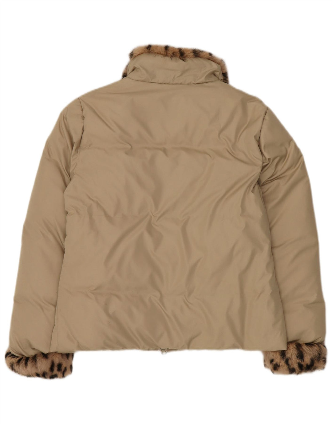 Vintage ženska prevelika podstavljena jakna UK 10 Mali bež životinjski print