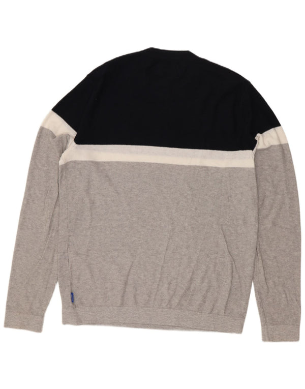 Jack & Jones muški džemper s okruglim izrezom, srednje sivi pamuk u blokovima boja