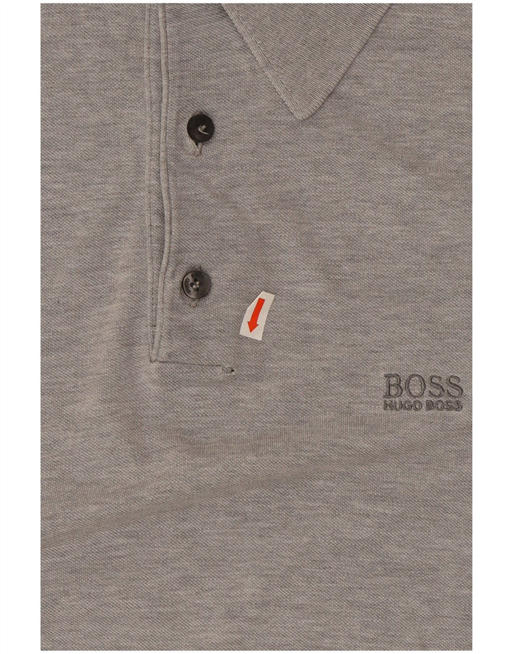 Muška polo majica Hugo Boss, srednje sivi flekasti pamuk