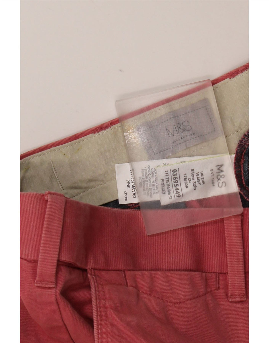 Marks & Spencer muške chino kratke hlače W32 Srednje crveni pamuk