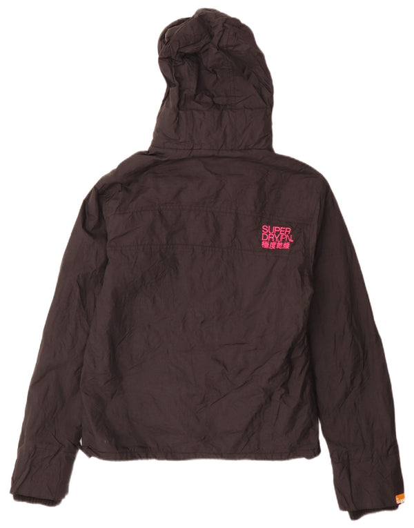 Superdry ženska vjetrovka s kapuljačom UK 16 Veliki crni najlon