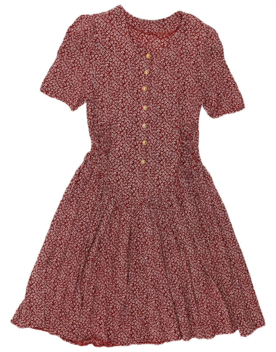 VINTAGE Ženska Empire haljina UK 14 Velika bordo cvjetna