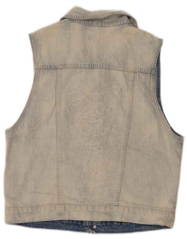 O'Neill Womens Graphic Denim Gilet UK 18 XL Blue Cotton