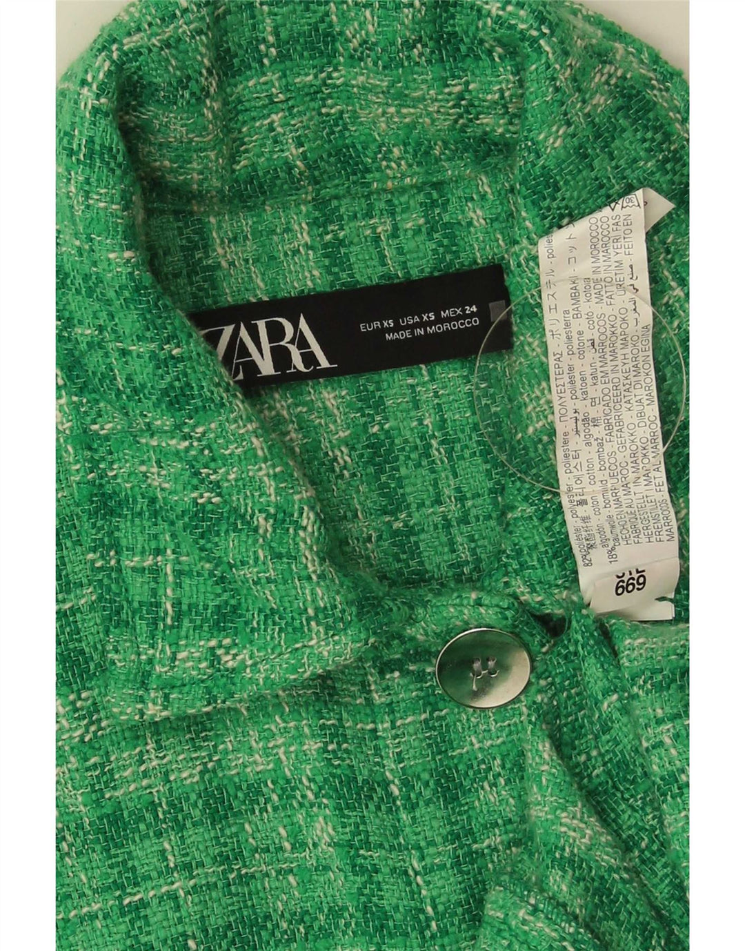 Zara ženska prevelika bomber jakna UK 6 XS zeleni karirani poliester