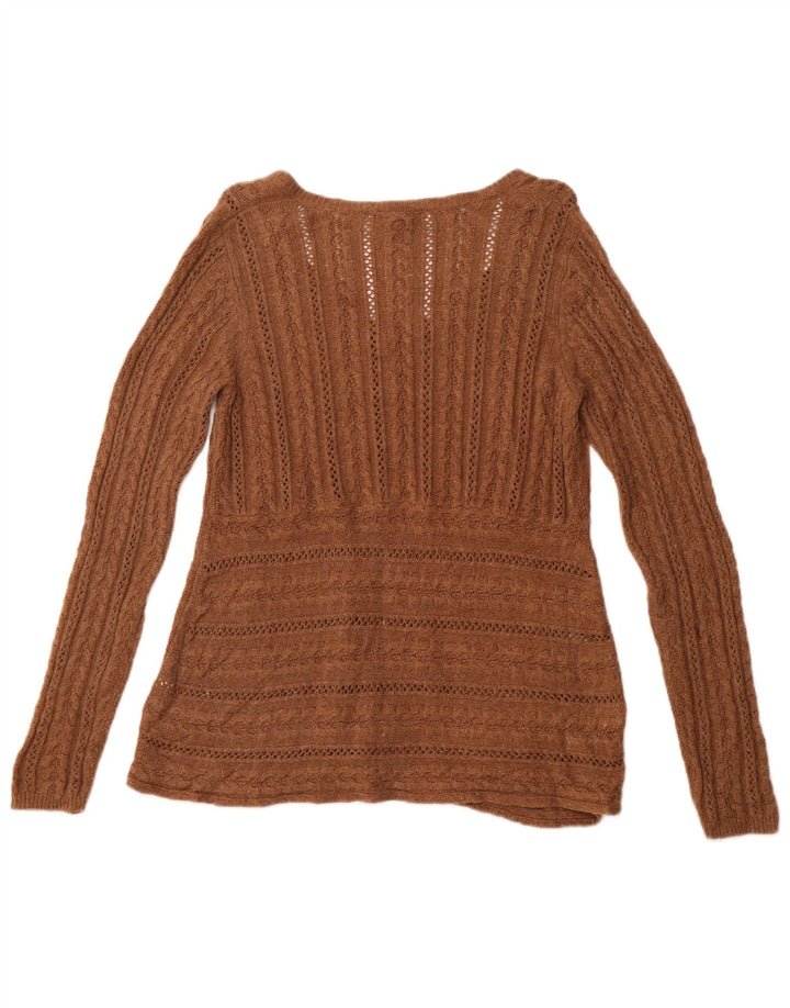 WHITE STUFF Ženski kardigan pulover UK 16 Velika smeđa viskoza