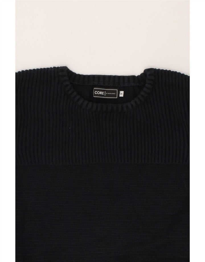 JACK & JONES Mens Core Crew Neck Jumper Sweater Small Navy Blue Cotton Vintage Jack & Jones and Second-Hand Jack & Jones from Messina Hembry 
