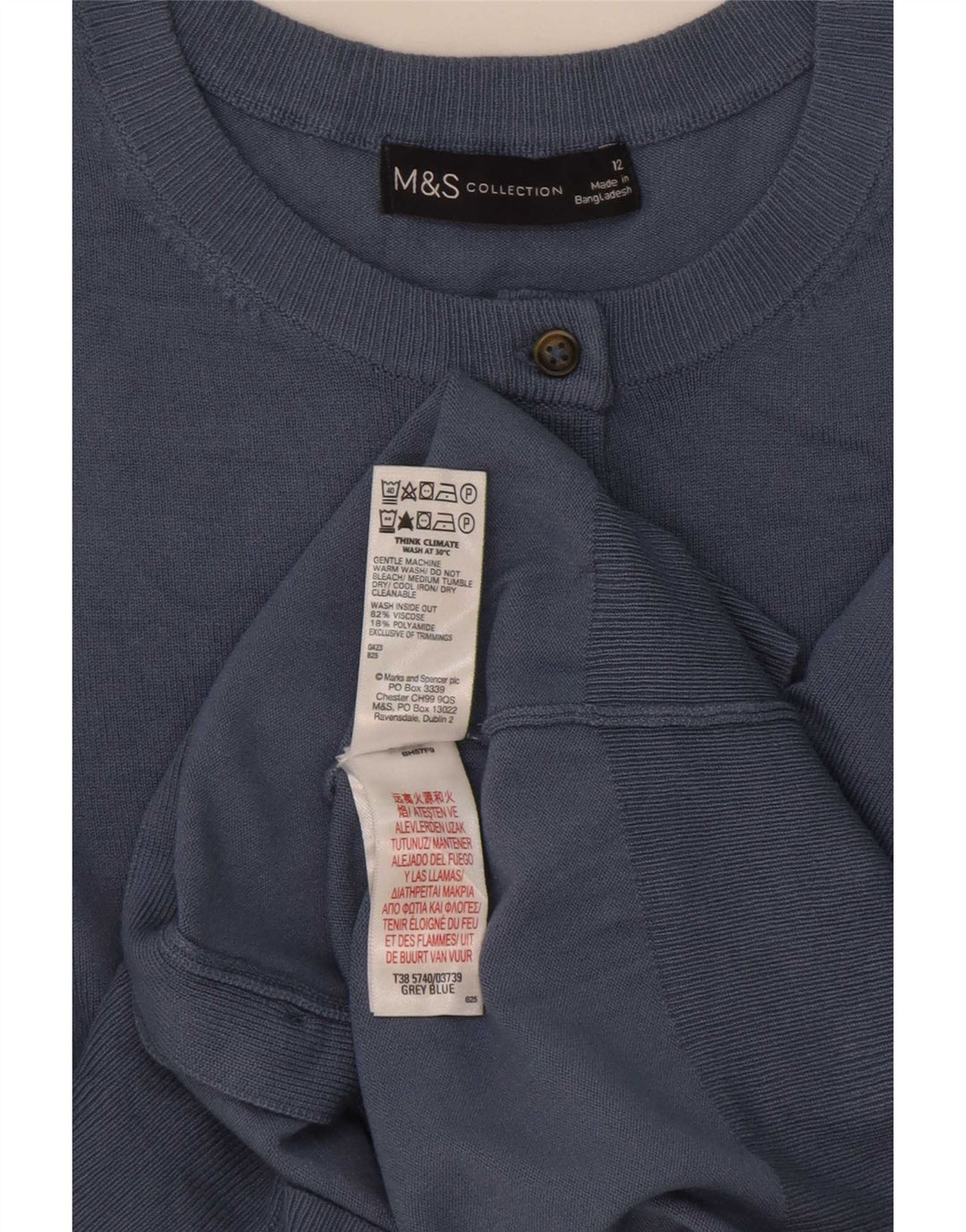 Marks & Spencer ženski kardigan pulover UK 12 Srednje plava viskoza