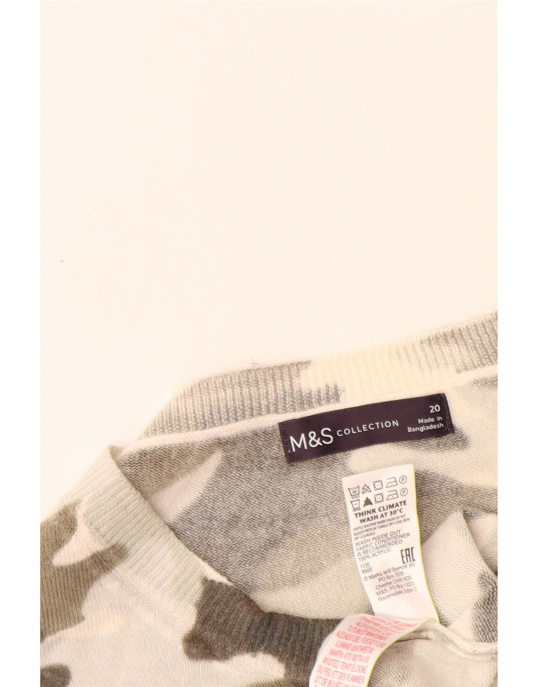 MARKS & SPENCER Ženski džemper s morskim izrezom UK 20 2XL Bež Kamuflažna