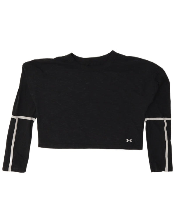 Under Armour ženski kratki rukav dugih rukava UK 14 srednje crni pamuk