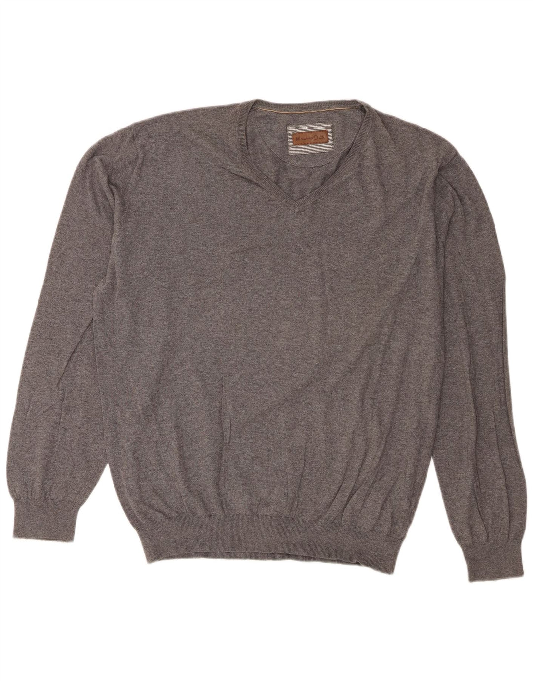 Massimo Dutti muški pulover s V-izrezom 2XL sivi Regular Fit