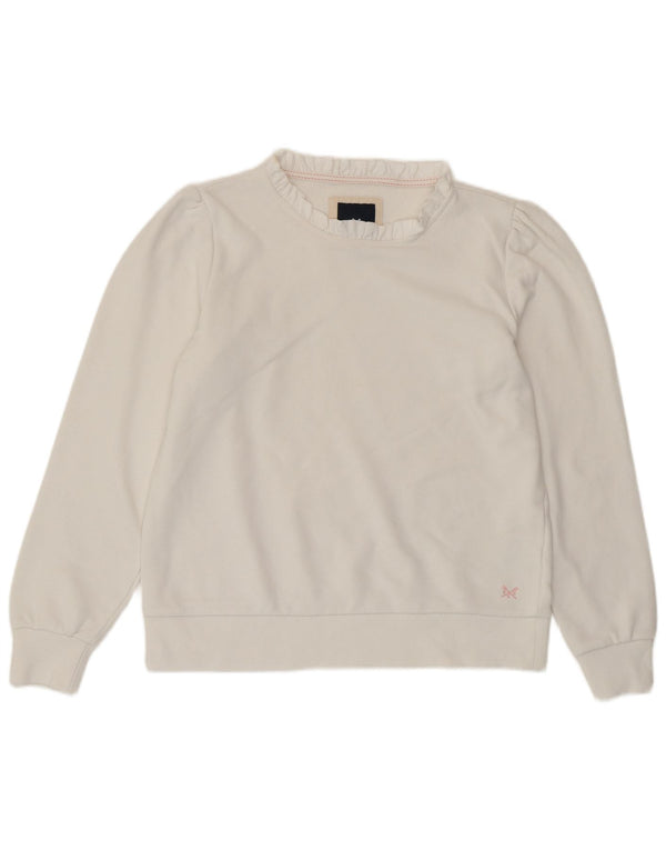 CREW CLOTHING Ženska majica s kratkim rukavima UK 12 Srednje bijeli pamuk