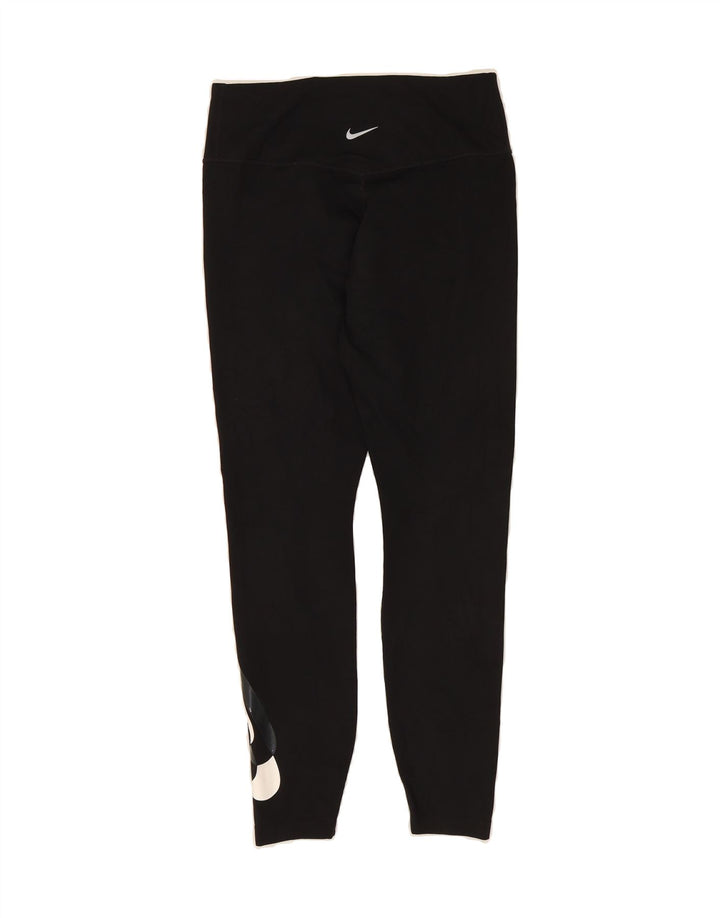 NIKE Womens Dri Fit Graphic Leggings UK 12 Medium Black Polyester Vintage Nike and Second-Hand Nike from Messina Hembry 