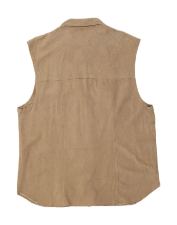 Vintage muška antilop košulja bez rukava UK 44 XL bež koža