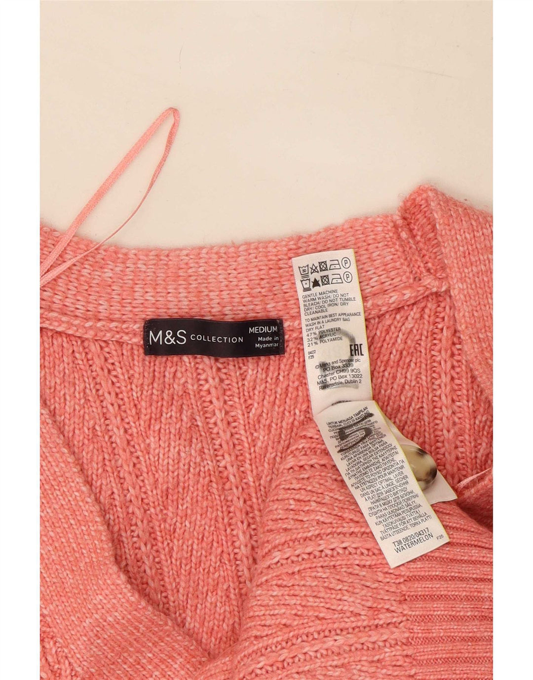 Marks & Spencer ženski kardigan pulover UK 14 Srednje ružičasti poliester