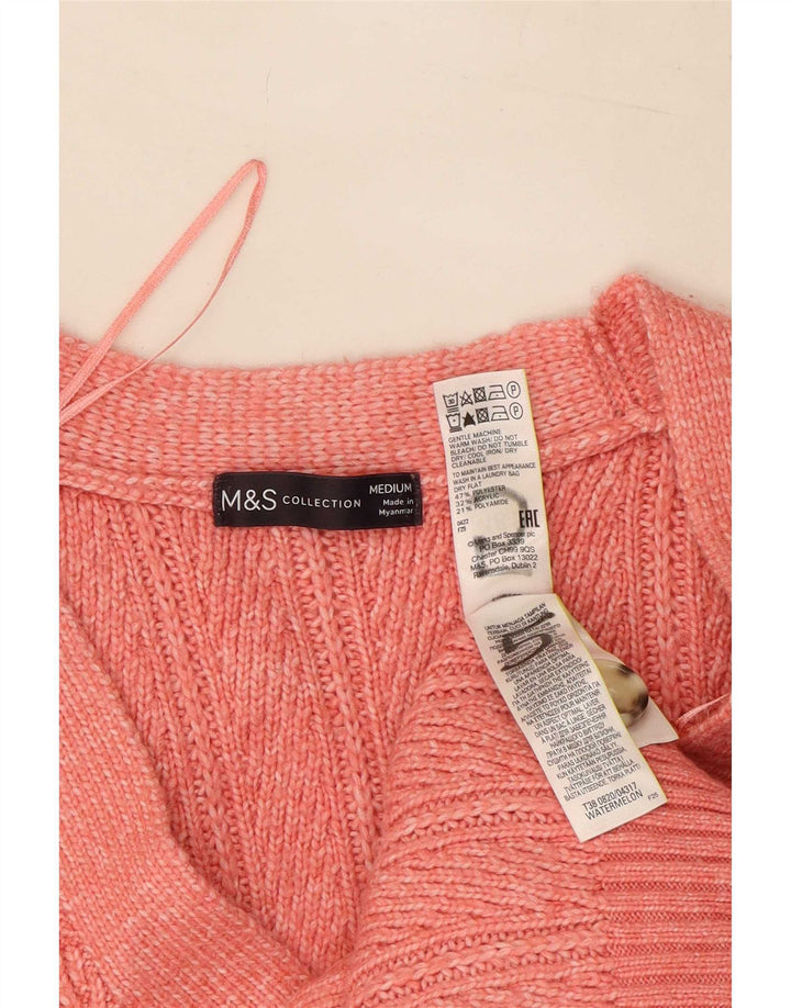 Marks & Spencer ženski kardigan pulover UK 14 Srednje ružičasti poliester