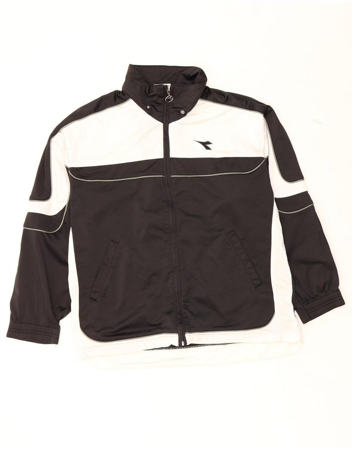 DIADORA Mens Tracksuit Top Jacket UK 36 Small Black Colourblock Polyester Vintage Diadora and Second-Hand Diadora from Messina Hembry 