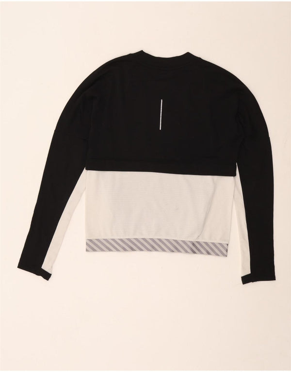 Nike Womens Running Top Long Sleeve UK 6 XS Black Colourblock Polyester