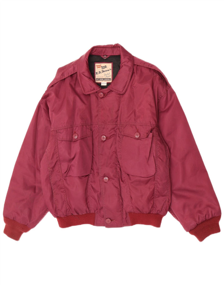 Vintage muška podstavljena bomber jakna UK 38, srednji bordo najlon