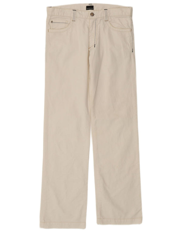 CALVIN KLEIN Ženske ravne traperice US 14 XL W30 L30 Bijeli pamuk