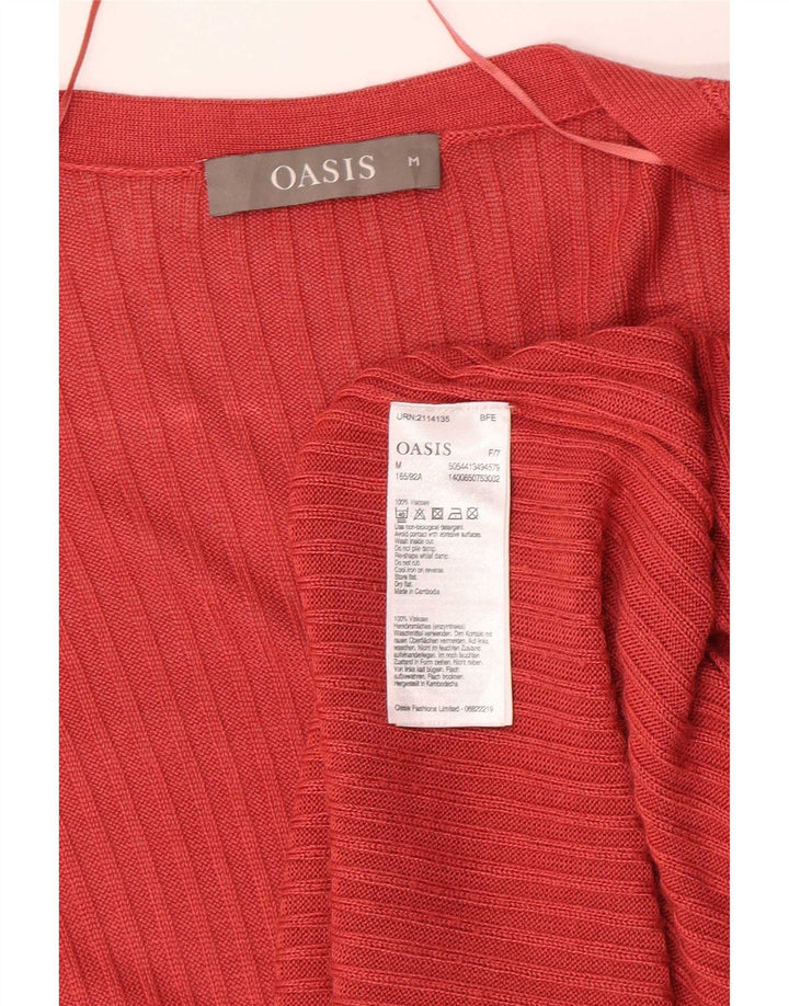 Oasis ženski dugi otvoreni kardigan pulover UK 12 Srednje crvena viskoza